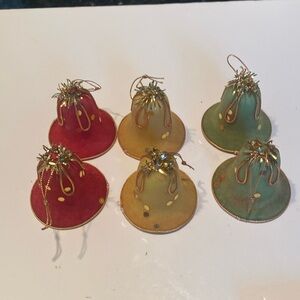 Vintage 1970s Christmas Felt Bells - Set of 6